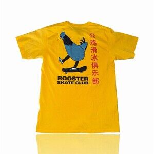 A.Lab T-Shirt Mens Medium Yellow Rooster Skate Club Graphic Streetwear